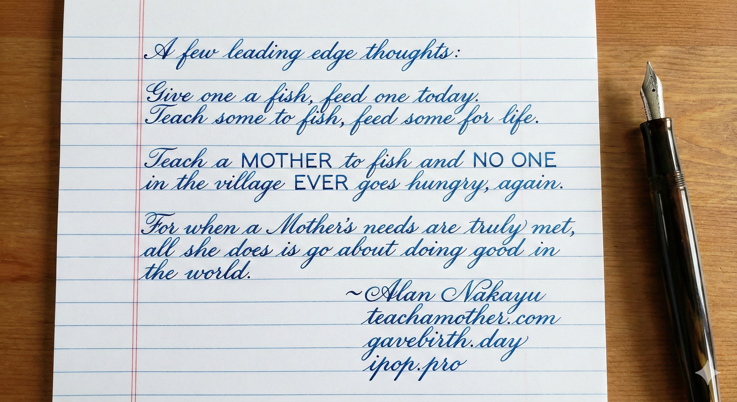 Teach a Mother to Fish